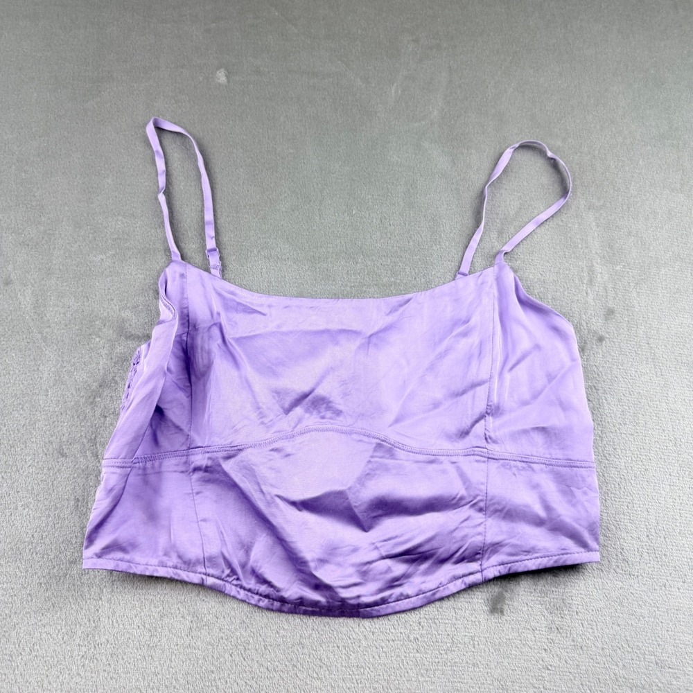Aerie Women's Medium Purple Satin Smocked Back Cami Crop Top‎ 5342230791